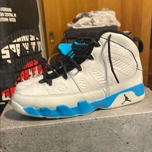 Jordan White and Blue High-Top Sneakers